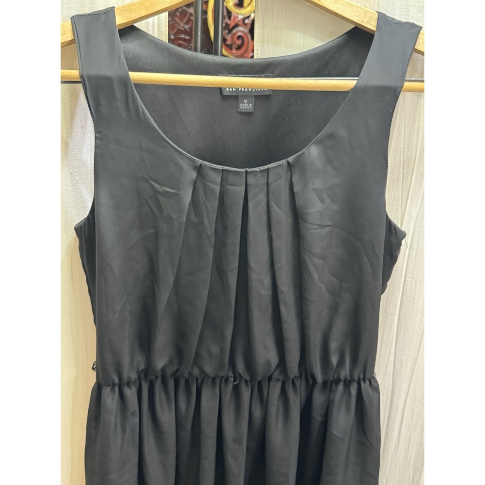 I.N. San Francisco Women's Medium Black Sleeveless Dress Pleated Elastic Waist - Picture 4 of 7